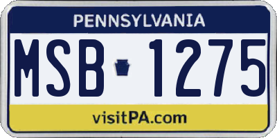 PA license plate MSB1275