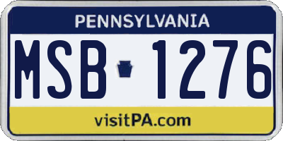 PA license plate MSB1276
