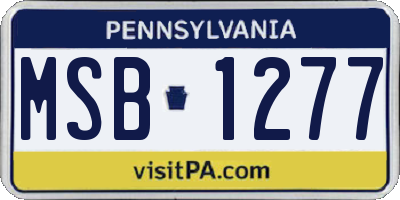 PA license plate MSB1277