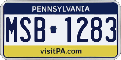 PA license plate MSB1283