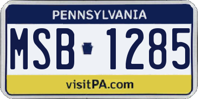 PA license plate MSB1285