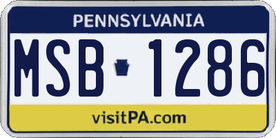 PA license plate MSB1286