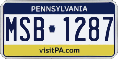 PA license plate MSB1287