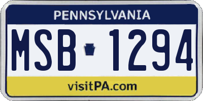 PA license plate MSB1294