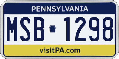 PA license plate MSB1298