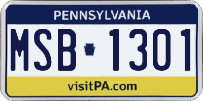 PA license plate MSB1301