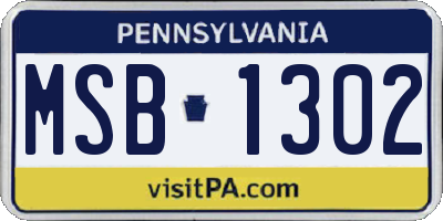 PA license plate MSB1302