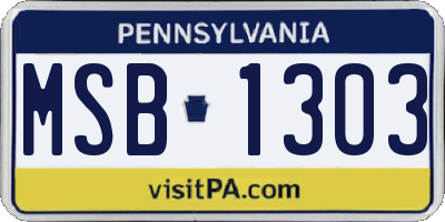 PA license plate MSB1303