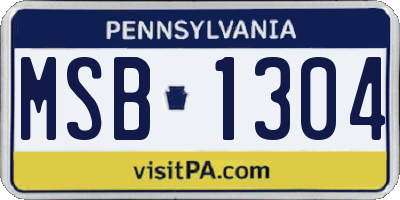 PA license plate MSB1304