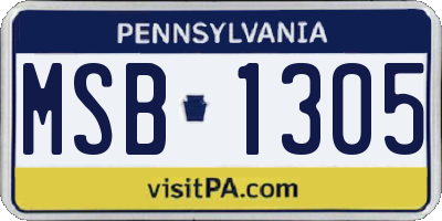 PA license plate MSB1305