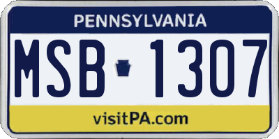 PA license plate MSB1307