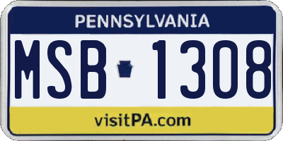 PA license plate MSB1308