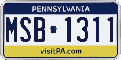 PA license plate MSB1311