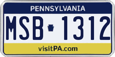 PA license plate MSB1312