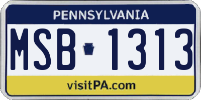 PA license plate MSB1313