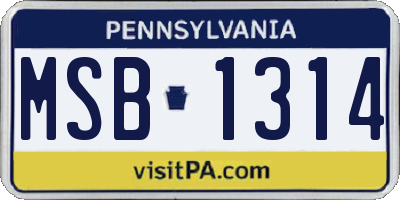 PA license plate MSB1314