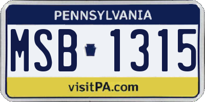 PA license plate MSB1315