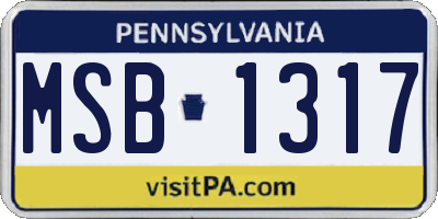 PA license plate MSB1317