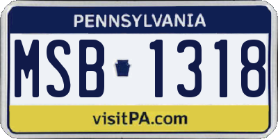 PA license plate MSB1318