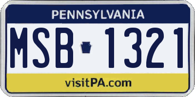 PA license plate MSB1321