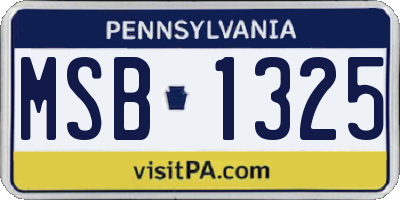 PA license plate MSB1325