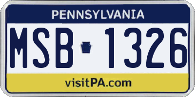 PA license plate MSB1326