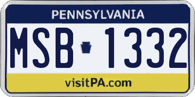 PA license plate MSB1332