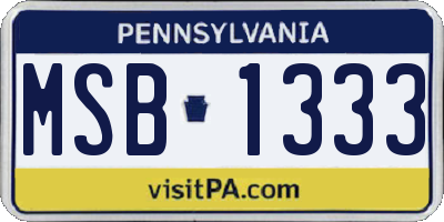 PA license plate MSB1333