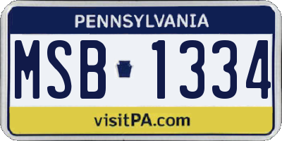 PA license plate MSB1334
