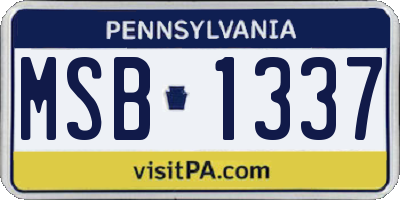 PA license plate MSB1337