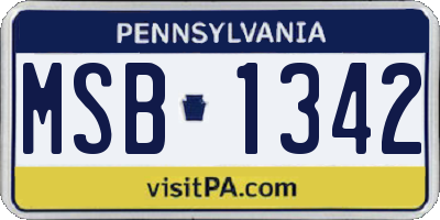 PA license plate MSB1342