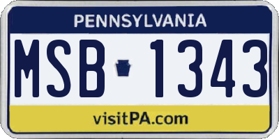 PA license plate MSB1343