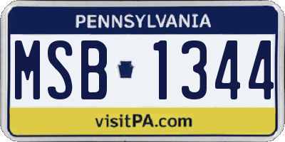 PA license plate MSB1344