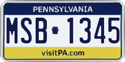 PA license plate MSB1345