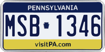 PA license plate MSB1346