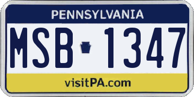 PA license plate MSB1347