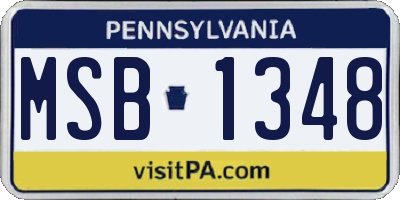 PA license plate MSB1348
