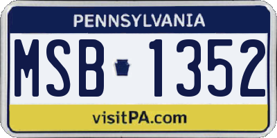 PA license plate MSB1352