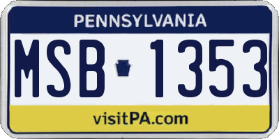 PA license plate MSB1353