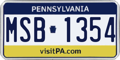 PA license plate MSB1354