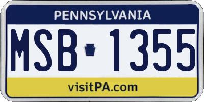 PA license plate MSB1355