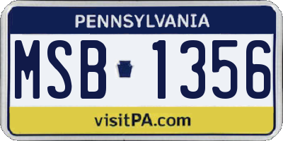 PA license plate MSB1356