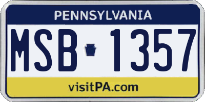 PA license plate MSB1357