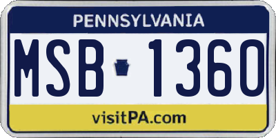 PA license plate MSB1360