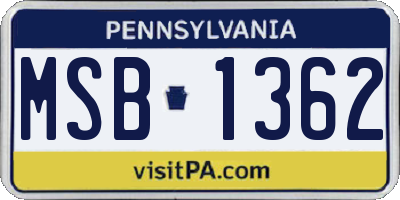 PA license plate MSB1362