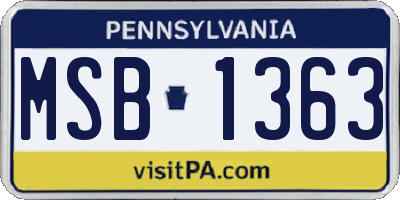 PA license plate MSB1363