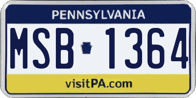 PA license plate MSB1364