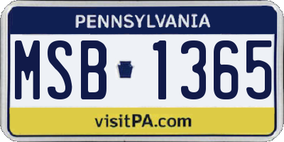 PA license plate MSB1365