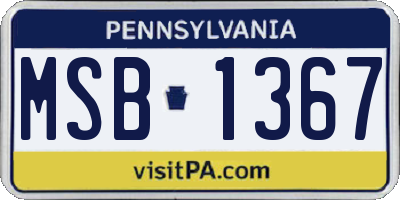 PA license plate MSB1367