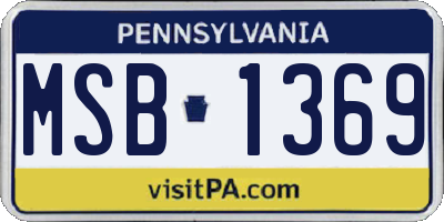 PA license plate MSB1369